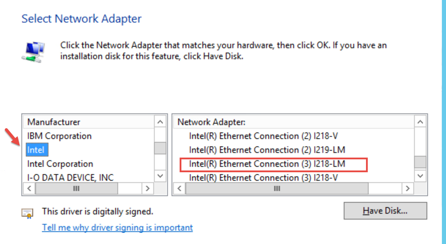 Ethernet connection 1217 lm настройка